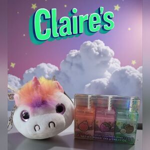 Claire's Unicorn Plush Coin Bag And 3pk LIP BALM